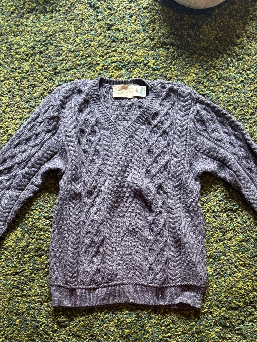 Aran Sweater Market Fisherman Sweater Blue Made in Ireland 100% Merino Wool